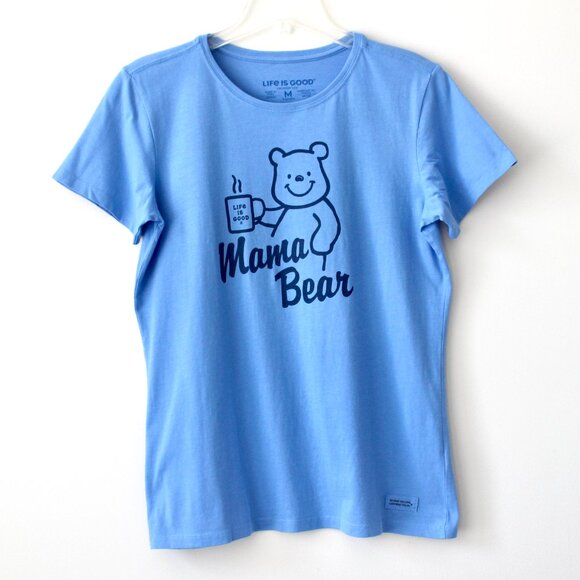 NWT Life is Good 100% Cotton Mama Bear Blue Short-Sleeve T-Shirt Medium - Picture 1 of 7